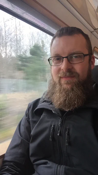 Fredrik on a train heading to the airport