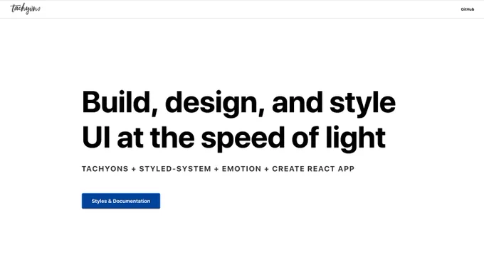 screenshot of a splash page that says "Build, design, and style UI at the speed of light"