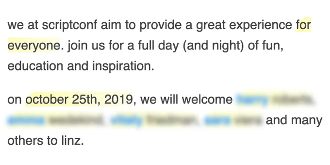 A blurry description of the ScriptConf speakers