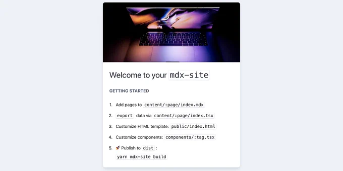 Welcome page for mdx-site