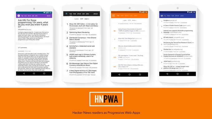 A suite of open-source Hacker News readers as Progressive Web Apps