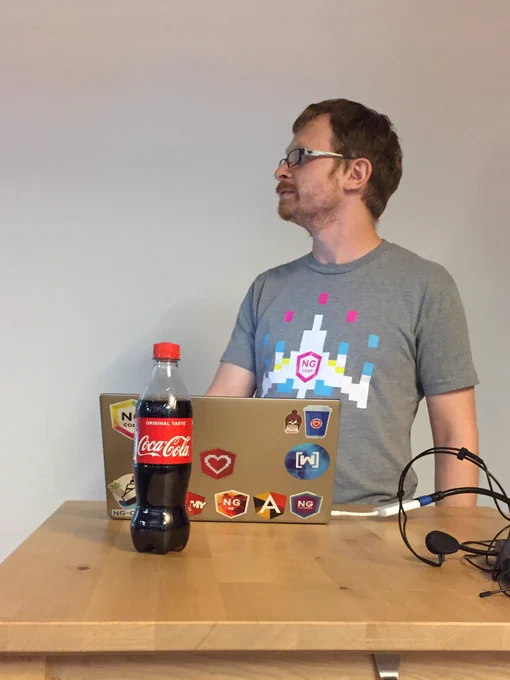 A closeup of Robert presenting.
