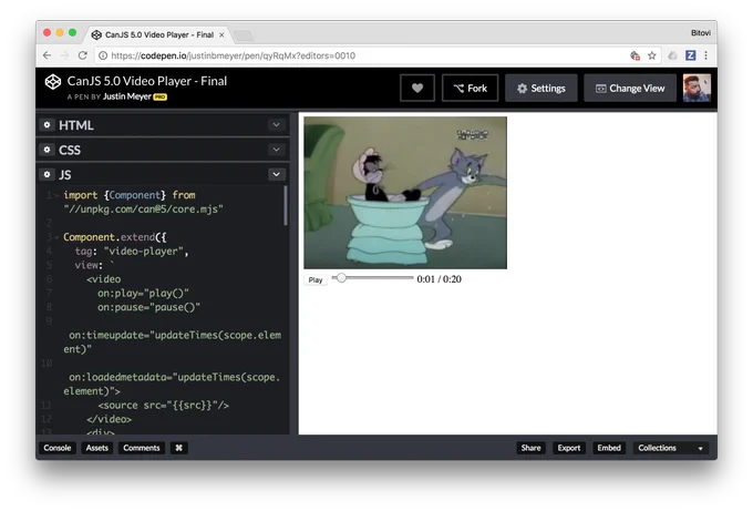 CanJS controlled video player