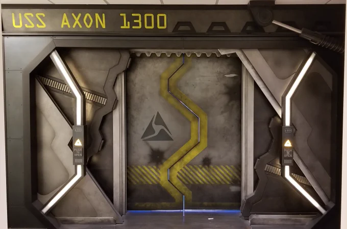 Sci-Fi airlock themed door to enter Axon's office.
