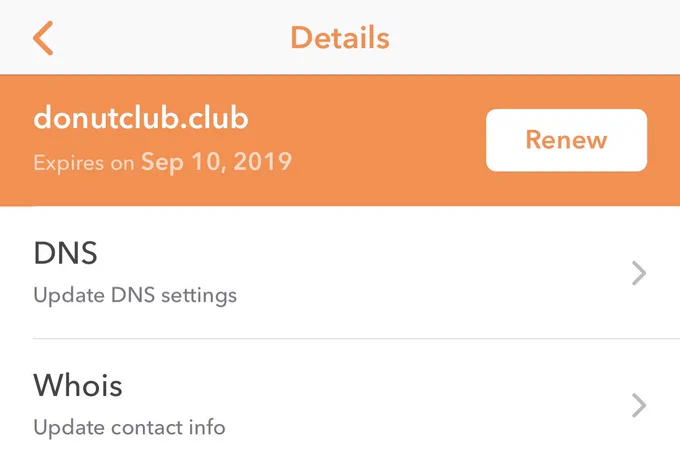 A screenshot of a receipt of a domain name purchase for ‘donutclub.club’