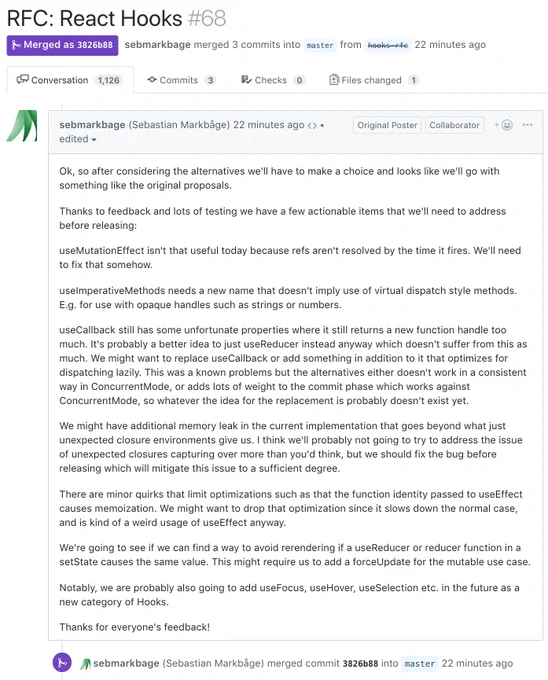 Screenshot of the merged pull request