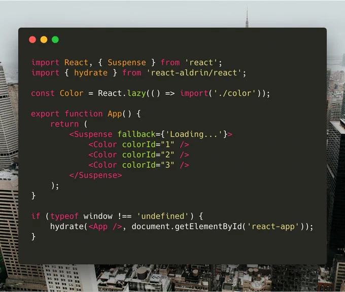 Example for code splitting with react-aldrin