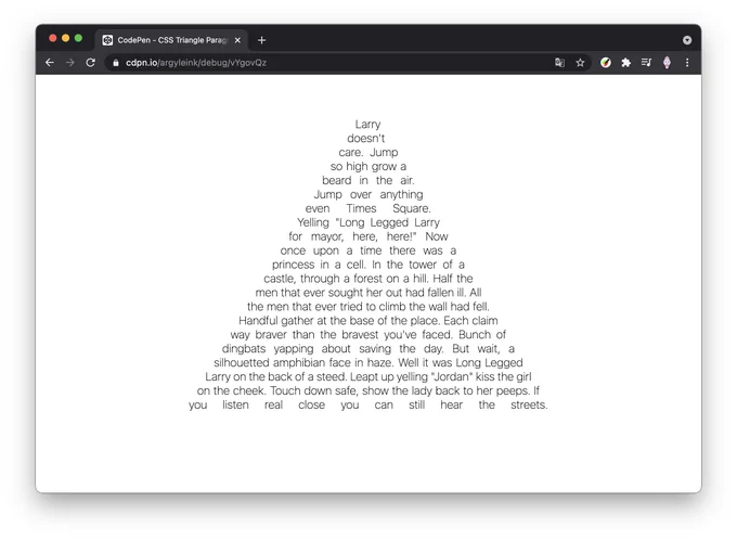 a poem of text in a triangle