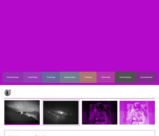 Preview of the color blue in various contexts to show how it might be used in digital design for image borders, notification badges, and typography

