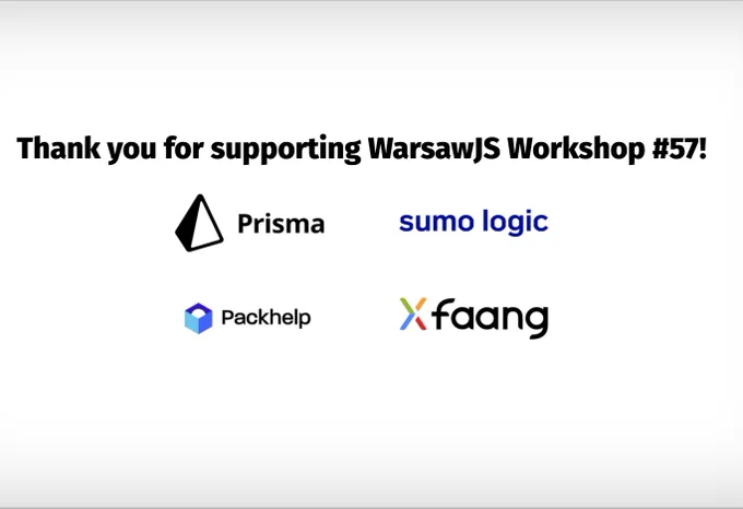Sponsors of WarsawJS Workshop #57: Prisma, Sumo logic, Packhelp, Xfaang