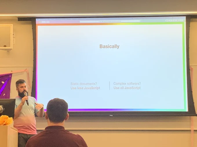 Wes talking at QueerJS