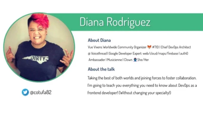 Diana's bio and talk description, full text available on meetup.com