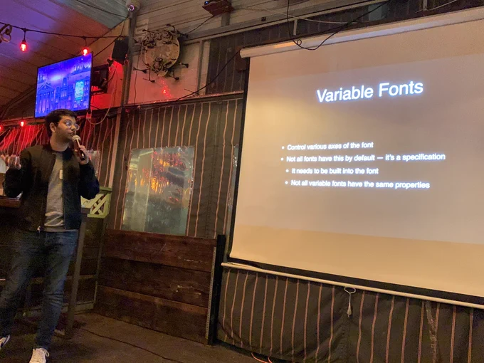 Variable fonts:

- Control various axes of the font
- Not all fonts have this by default - it’s a specification
   - it needs to be built into the font
   - Not all variable fonts have the same properties