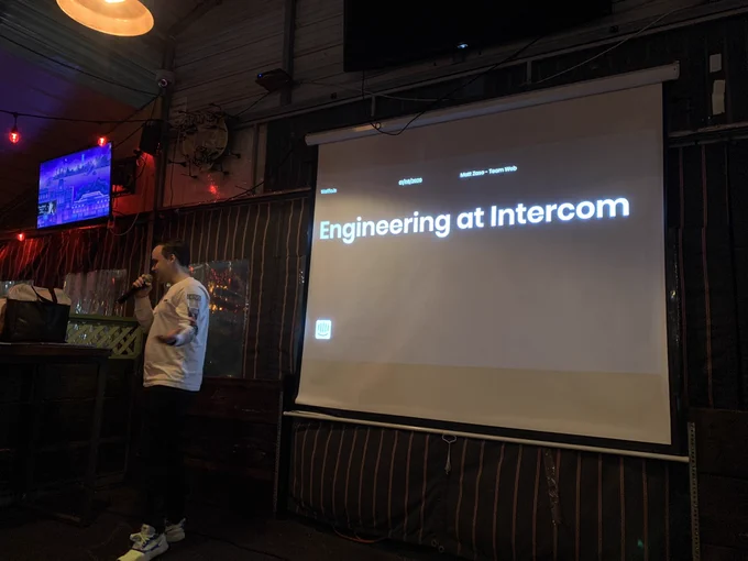 A slide that says “Engineering at Intercom”
