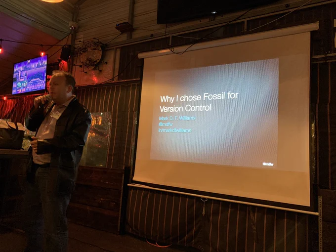 Mark with his title slide