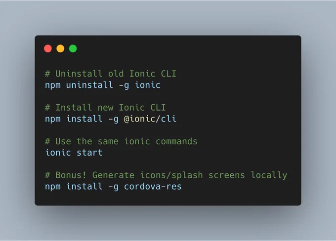 New Ionic CLI install process