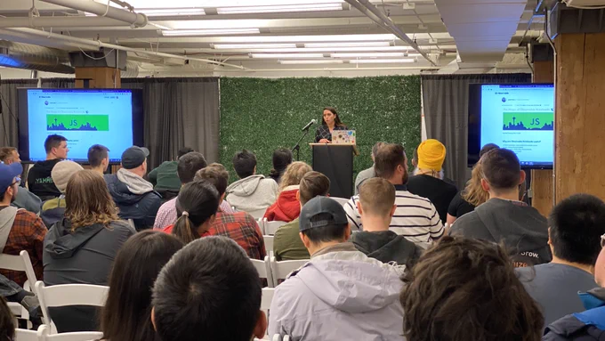 Amber addressing the crowd. 