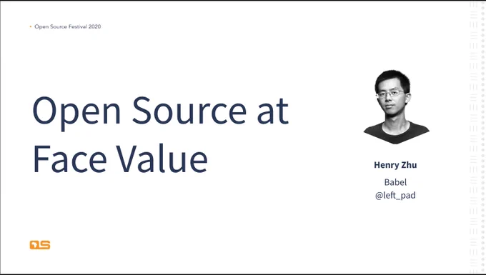 Open Source at Face Value title slide