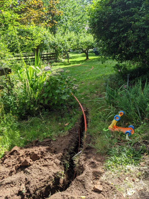 End of road. They plan to hand dig across their lawn.