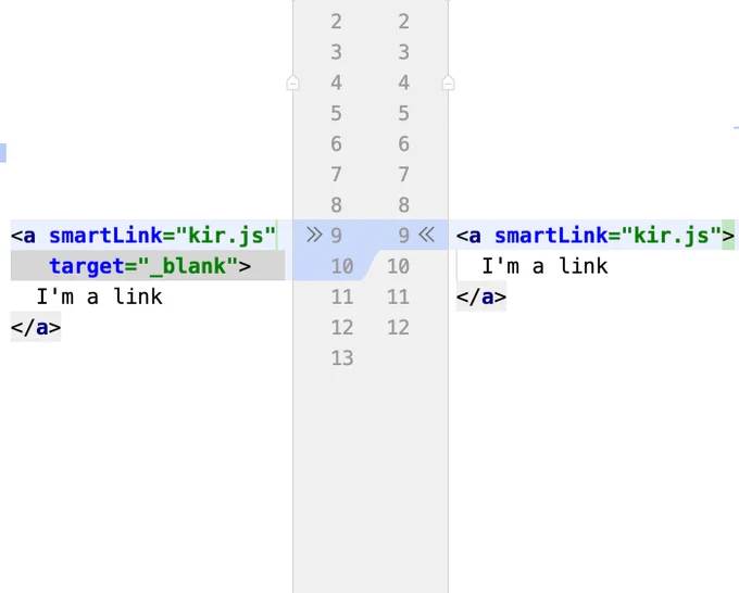 Diff, demonstrating example described i the tweet
