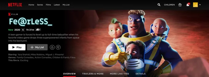 Fearless title screen on Netflix.