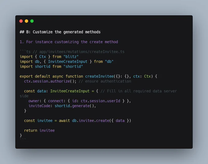 Customize the generated methods