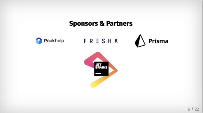 Sponsors and Partners: Packhelp, Fresha, Prisma and JetBrains