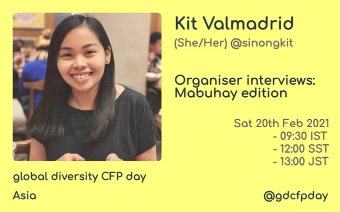 Kit Valmadrid will be participating in an "Organiser Interview" at Global Diversity CFP Day