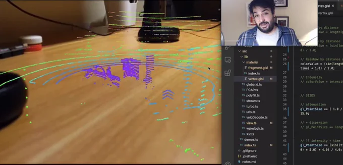 AR visualisation with code editor of LIDAR data