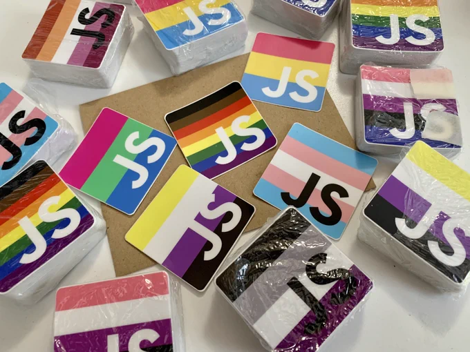 a bunch of stickers on a brown envelope