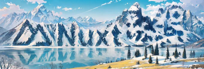 A landscape illustration of mountains covered with snow, generated with Stable Diffusion.

It also contains some hidden info: A Nuxt logo with a QR Code that scans to nuxt.com