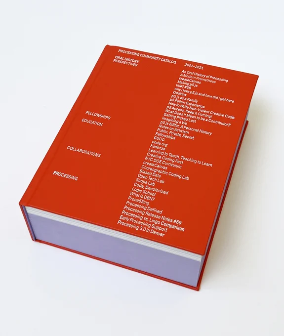 orange book white text purple pages