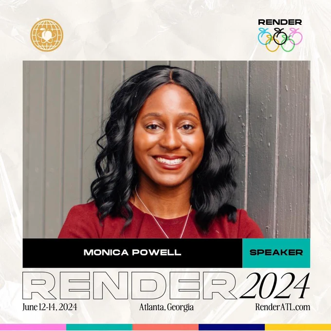 Monica’s headshot announcing that she will be speaking at winter 2024 in Atlanta Georgia from June 12-14.