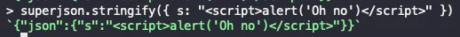 Code of superjson not escaping output