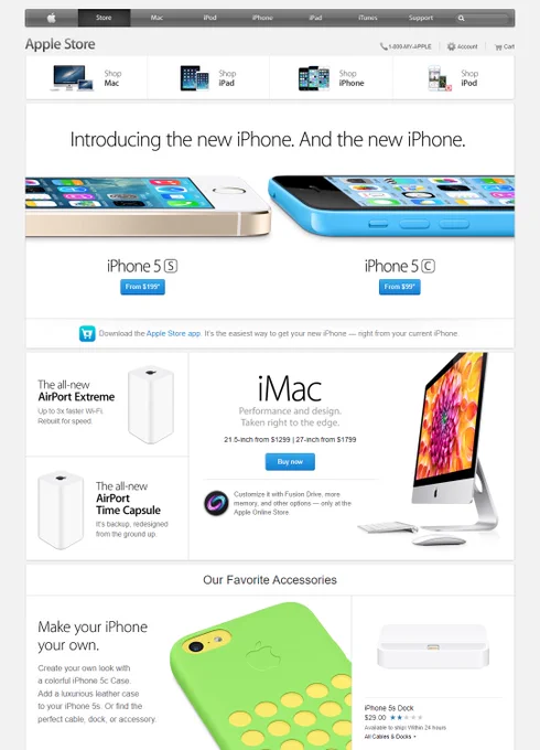 Official Apple Store homepage 10 years ago