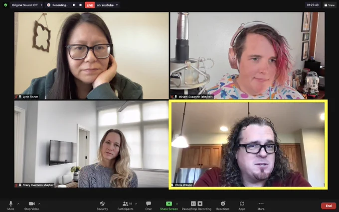 4 ppl in a stream, as 1 tells the story of implementing support for CSS in Microsoft internet explorer. 