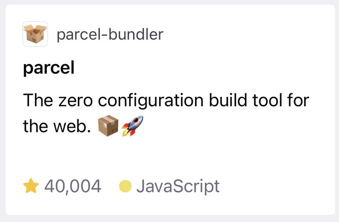 Screenshot of parcel repo on GitHub