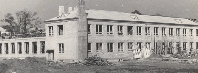 Cieceres internātskolas jaunā korpusa celtniecība, 1961. gads