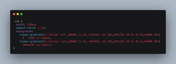CSS code to create the Vue logo
