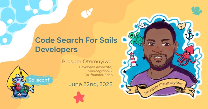 Prosper Otemuyiwa speaking about code search for Sails developers at Sailsconf 2022