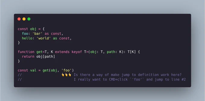 Template literal strings with jump to definition?