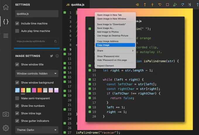 CodeClip.io Service for Sharing Quokka Snippets
