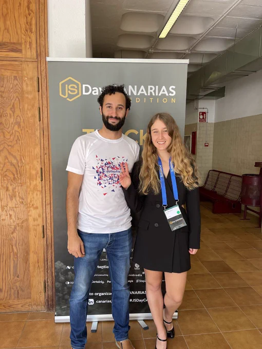 Estefanía García and César Alberca in JSDay Canarias