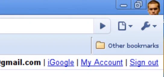 Screenshot of chrome with Glen's head instead of the x to close icon