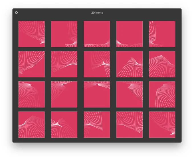 Snapshots of a p5 sketch shown in a grid