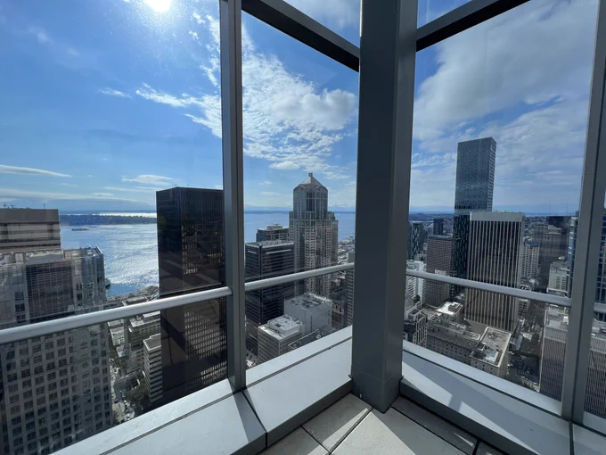 View of downtown Seattle from rooftop deck