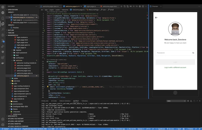 Developing with ionic framework and rending with ionic vs code extension.