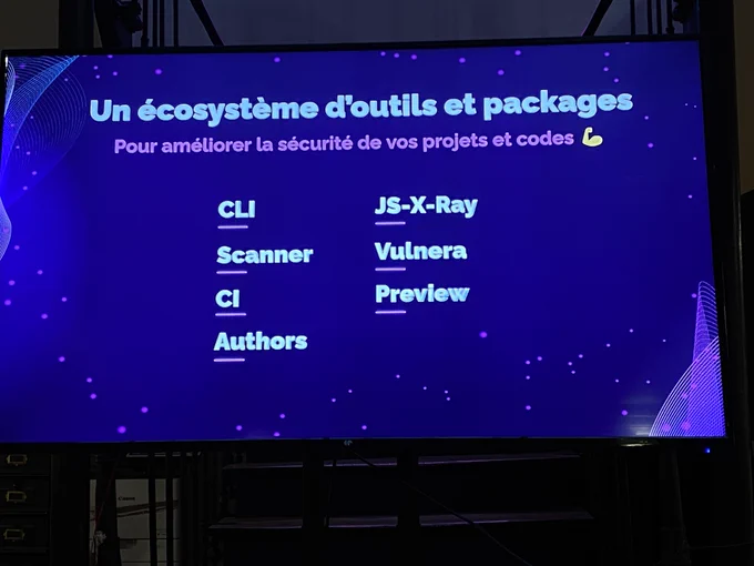 Un écosystème d'outils et packages
Pour améliorer la sécurité de vos projets et codes
CLI, Scanner, CI, Authors, JS-X-Ray, Vulnera, Preview
