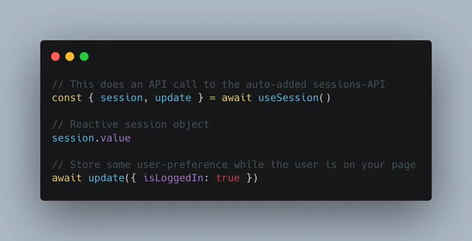 Screenshot of code that calls useSession, looks at the session value and then updates the session