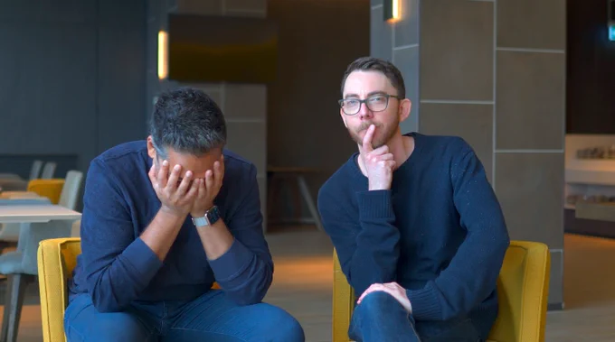 Taz disappointing Mark who's now reconsidering why he agreed to let Taz speak at MelbJS